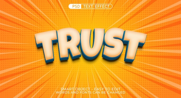 Hiệu ứng phong cách 3D văn bản có thể chỉnh sửa Trust