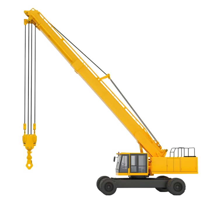 PSD highquality 3d yellow mobile crane with telescopic boom isolated on white background ideal for