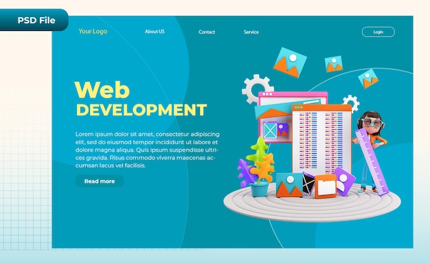 Hình ảnh minh họa trang đích kết xuất 3D Thiết kế Web