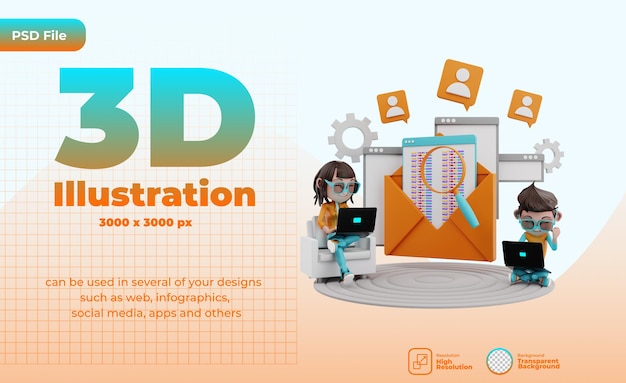 Hình minh họa 3D về phát triển web