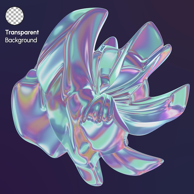 Holo abstract 3D shape future movement light and color