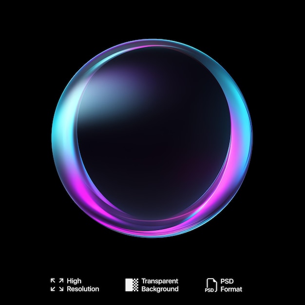 Holographic Gradient Circle Shape on Transparent Background Holographic Style Background