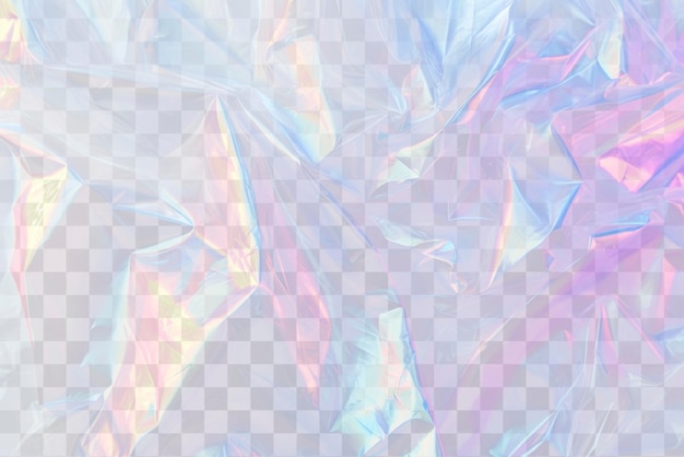 Holographic iridescent crumpled foil png texture overlay transparent background