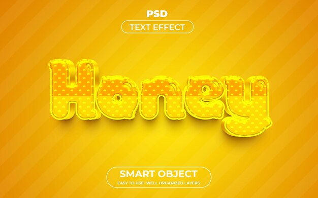 Honey hiệu ứng văn bản 3d có thể chỉnh sửa được Mẫu PSD cao cấp với nền