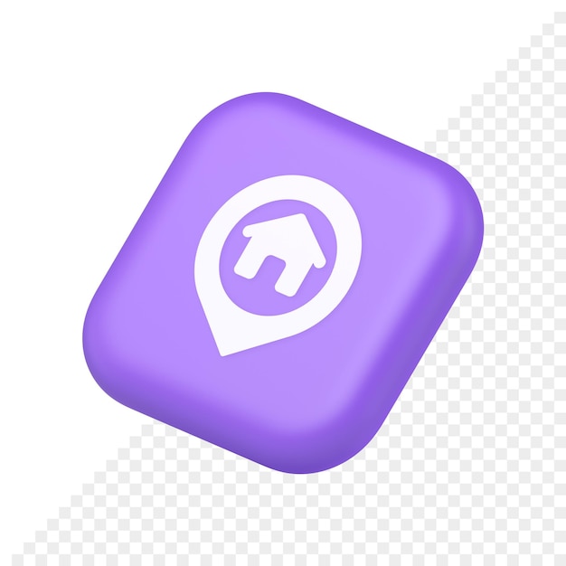 House map pin location button navigation panel web app GPS network pointer symbol application website icon 3d rendering