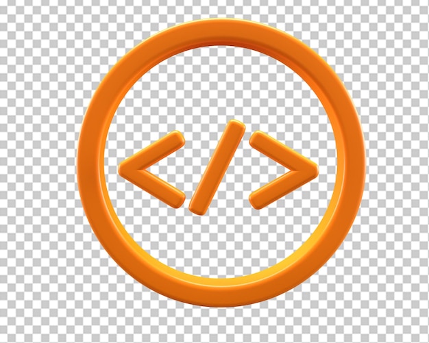Html code gold icon 3d rendering