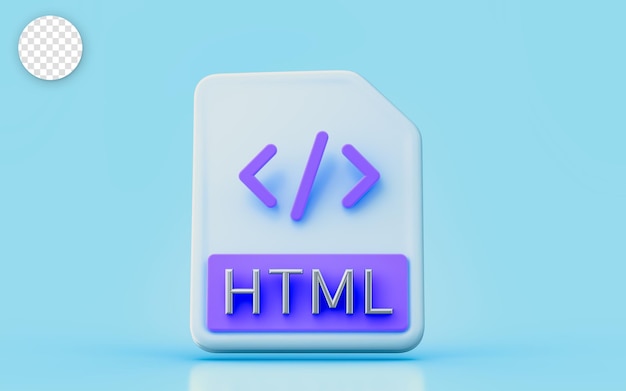 HTML document file sign 3d render concept for create website web development designee