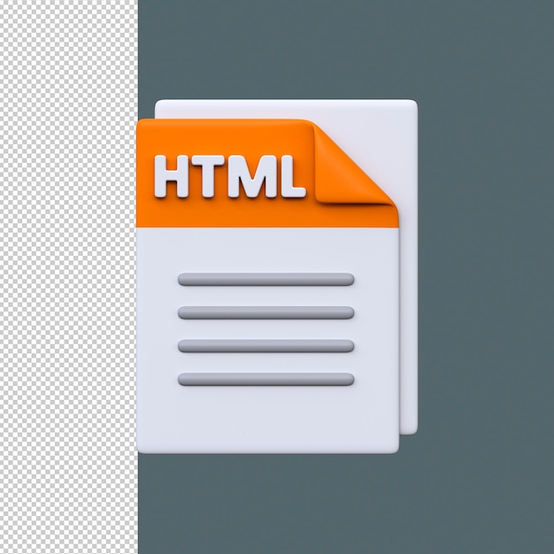 HTML file format 3D icon Markup file for website structure web pages and frontend development