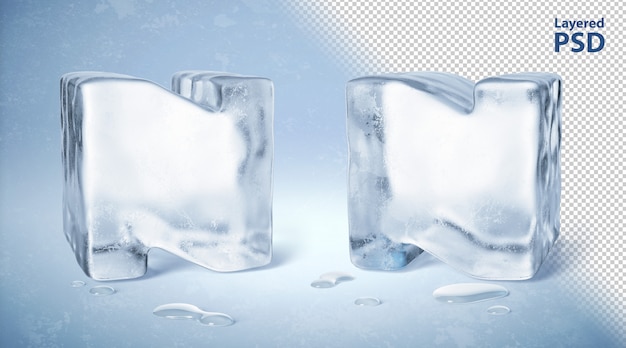 Ice cube 3d rendered letter N