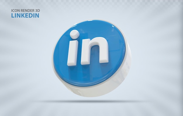 icon linkedin 3d rendering concept 