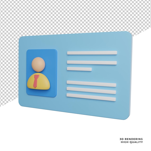 id or business card side view icons 3d rendering illustration on transparent background