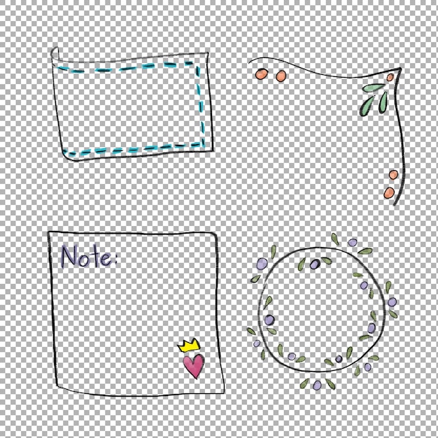 illustration of boxes for notes with pencil, watercolor and marker