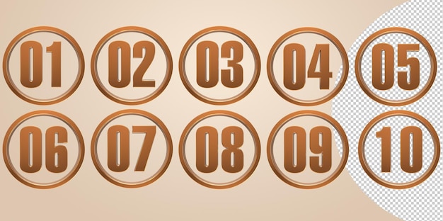 illustration of Number set 1 to 10 isolated on transparent background