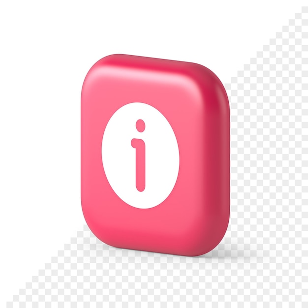 info button information character faq question answer help support web app 3d realistic isometric icon