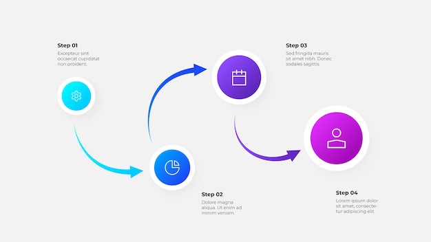 infographic with 4 steps showing arrows and icons