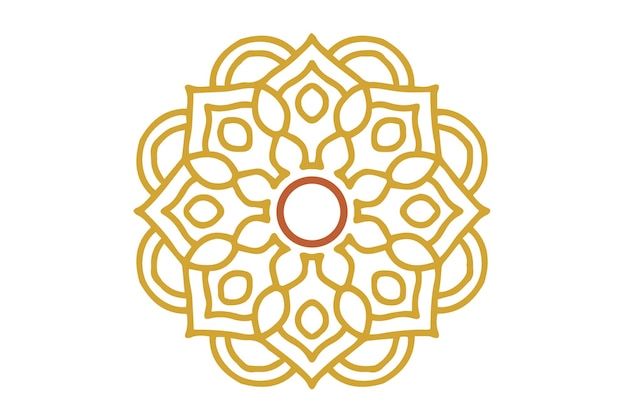 intricate mandala design in gold and red