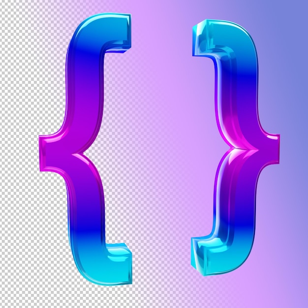 iridescent 3d curly braces