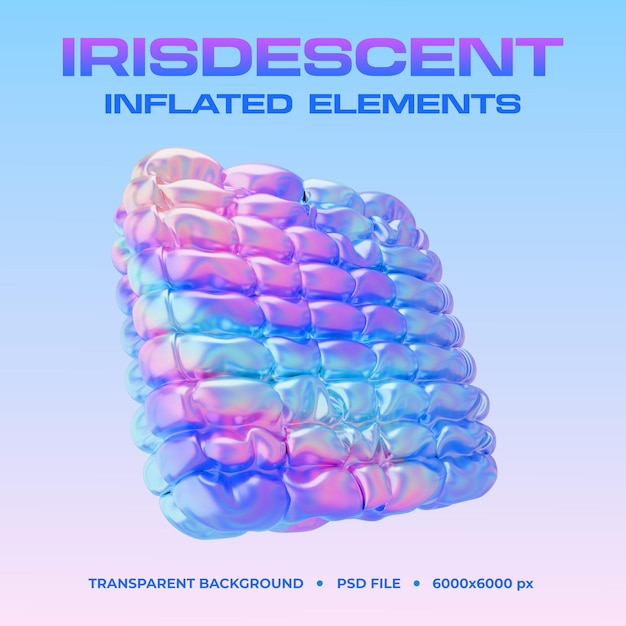 Iridescent Inflatable 3D Bubble Cube