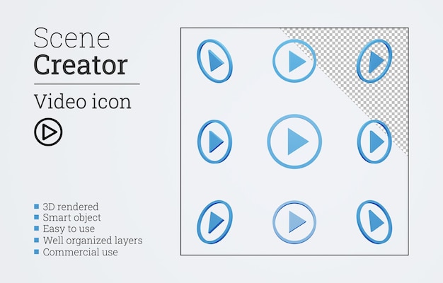 Isometric social media 3d video icons set