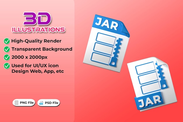 jar file type 3d rendering on transparent background ui ux icon design web and app trend