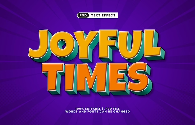 joyful times editable text effect with a kids and happy text style