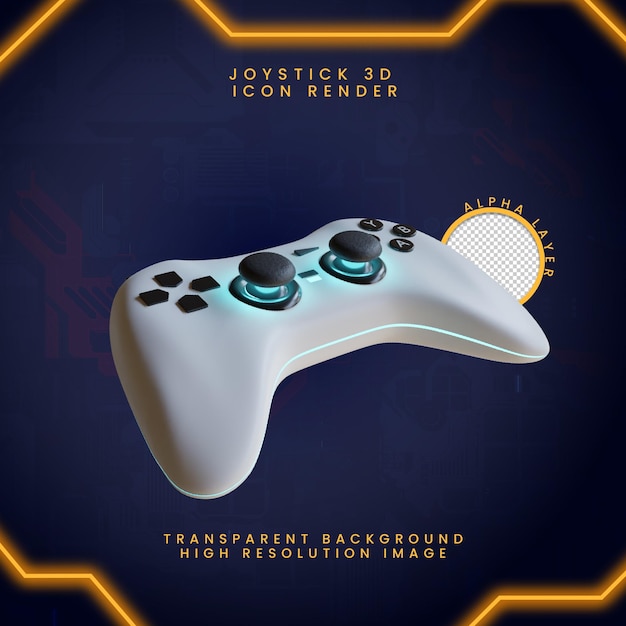 joystick 3d icon render with futuristic concept and transparent background