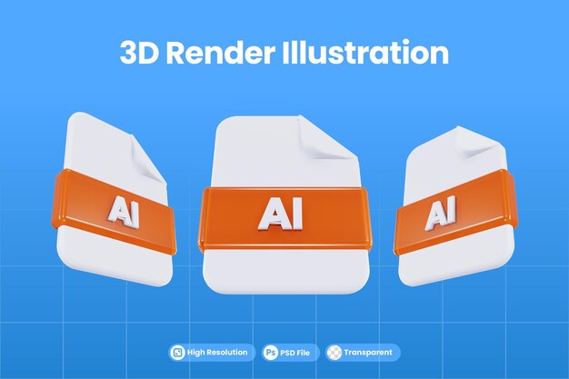 Kết xuất 3D biểu tượng định dạng tệp ai