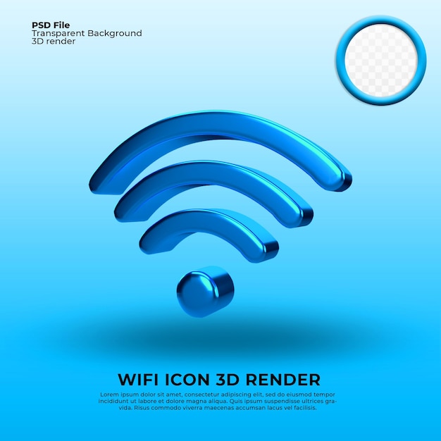 Kết xuất 3D biểu tượng wifi màu xanh lam