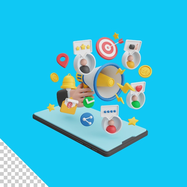Kết xuất 3D digital marketing hữu ích riêng cho hình ảnh minh họa thiết kế marketing và kinh doanh