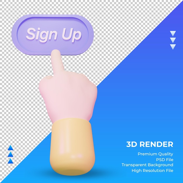 Kết xuất 3D tay Đăng ký xem chính diện
