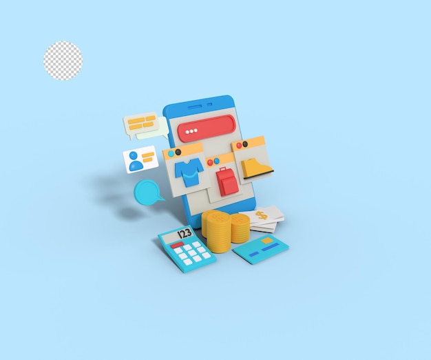 Kết xuất 3D ứng dụng cửa hàng trực tuyến trên điện thoại