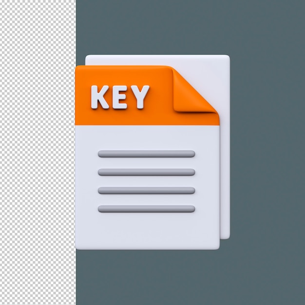 KEY file format 3D icon Presentation file used for slideshows visual content and structured display