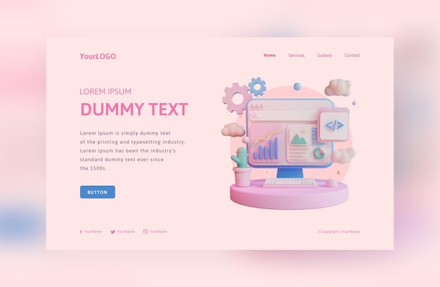 Landing page programming development with a computer