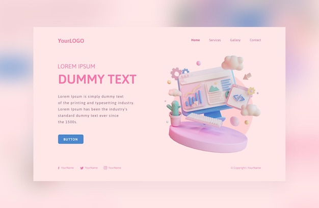 Landing page programming development with a computer