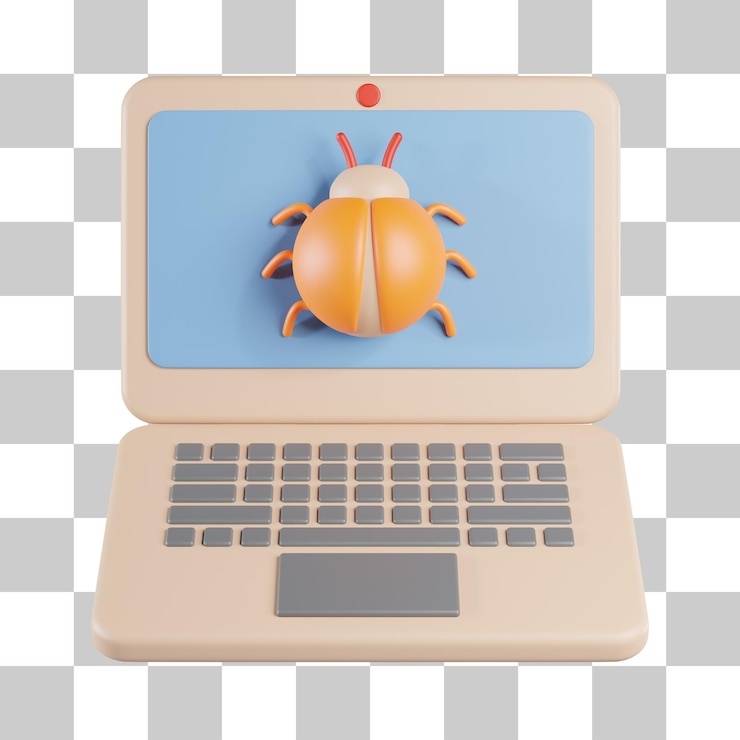 PSD laptop malware 3d icon
