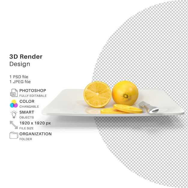 Lemon and Lime 3D Modeling PSD File Realistic Lemon