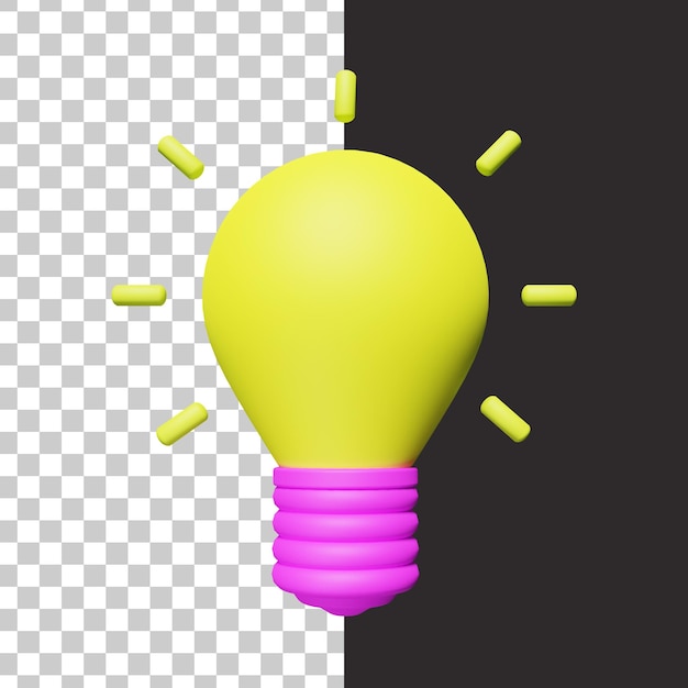 lightbulb bright idea in 3d rendering