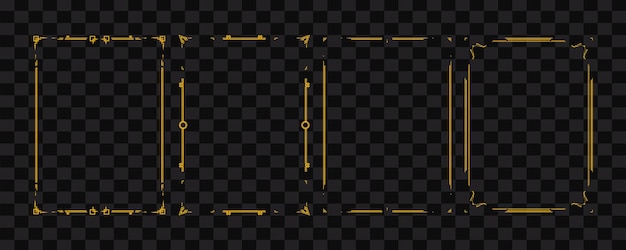 luxury gold decorative frame on transparent background