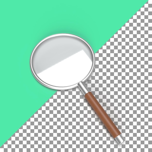 Magnifying glass 3d rendering realistic magnifying glass with transparent background illustration