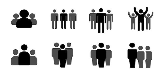 Male Profile Group Vector Four Silhouette Faces in Line for Team Building Admin Panels amp Social M