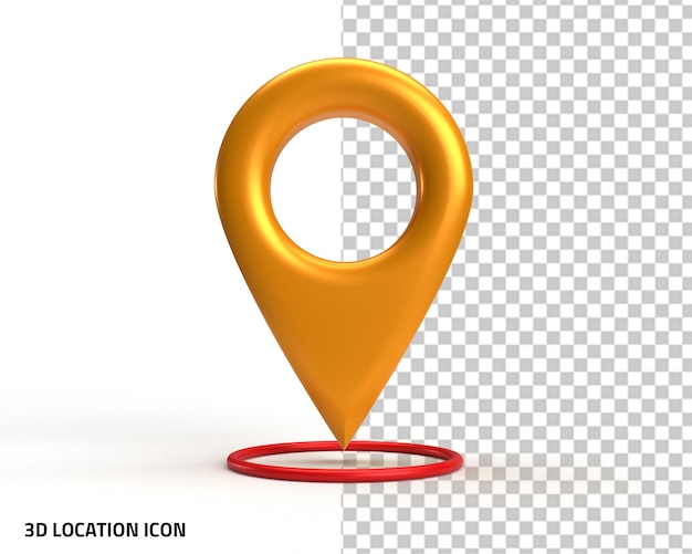 Map location pin 3d navigation icon transparent background