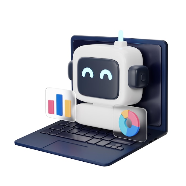 Marketing robot 3d icon for marketing