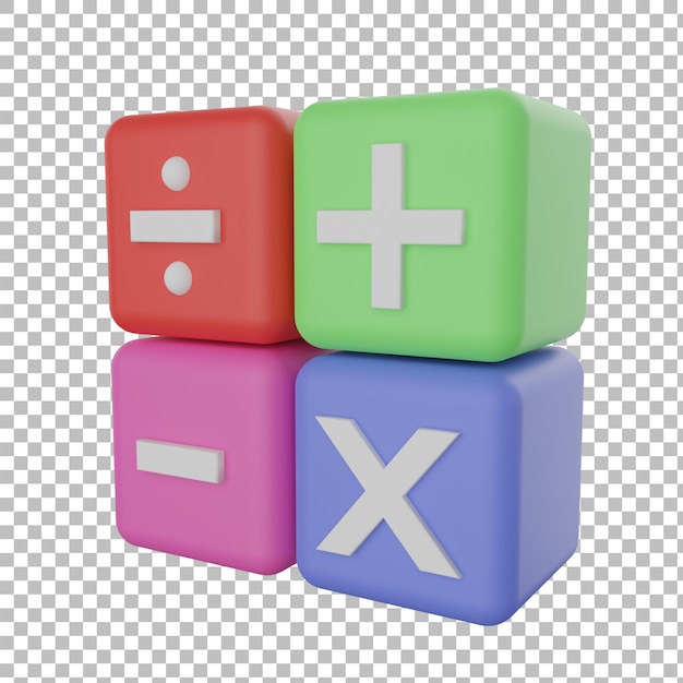 math operation cube right with transparent background