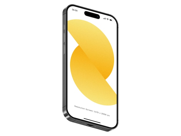 Mẫu mô hình màn hình smartphone 3D iPhone 15 Pro Max chân thực PSD với nền có thể chỉnh sửa