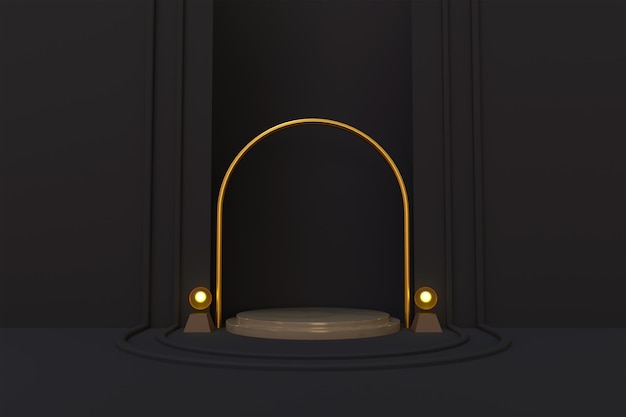Meditation room with podium 3D render