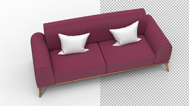 memo sofa top view with shadow 3d render