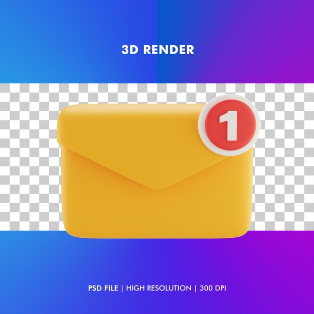 message notification 3d render isolated