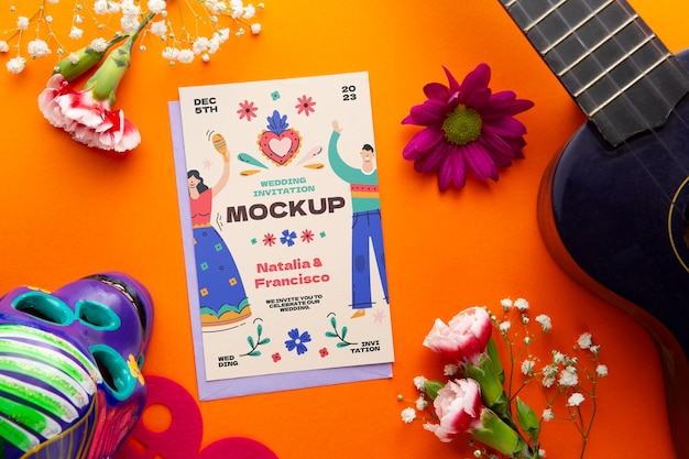 mexican wedding invitation mockup