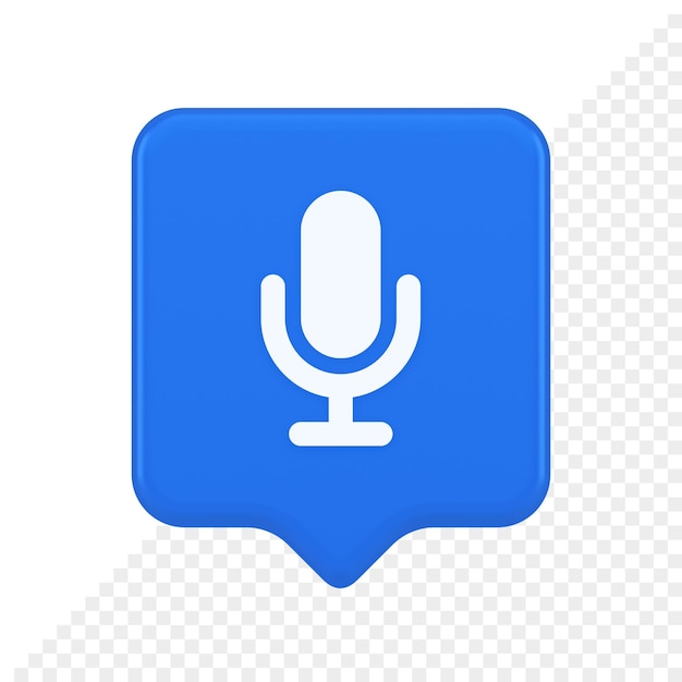 Microphone voice sound recording broadcasting button web app media communication 3d speech bubble icon