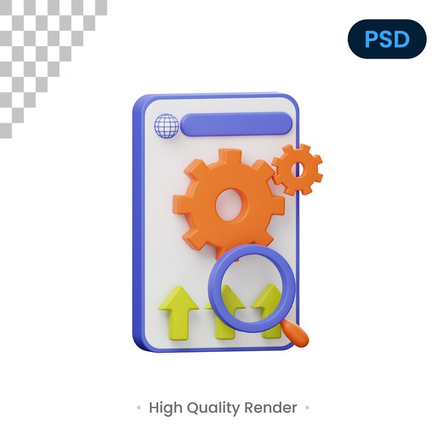 Mobile Cogwheel 3D Render Illustration Premium Psd